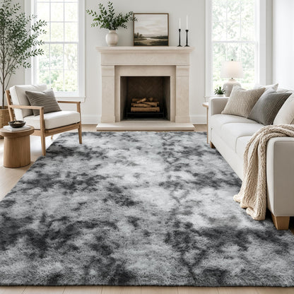 Ophanie Area Rugs 9x12 Living Room, Large Grey Bedroom Carpet, Big Shag Indoor Thick Soft Nursery Rug, Gray Fluffy Carpets for Boy and Girls Room Dorm Home Decor Aesthetic