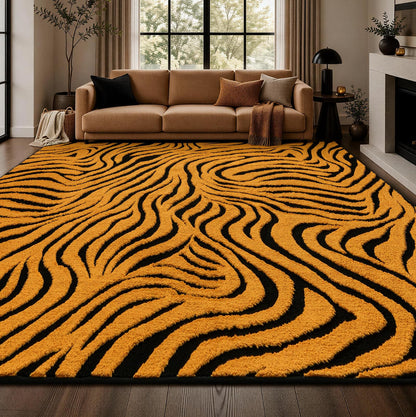 YIHOUSE 5×7 Ft Area Rugs for Living Room: Modern Washable Rug - Abstract Black and Cream White Rug for Bedroom Dining Room Office Playroom Nursery Home Decor - Nonslip Non-Shedding Striped Rugs