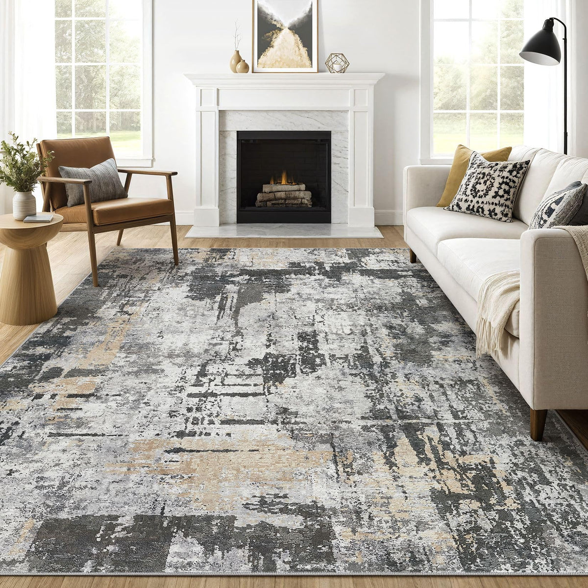 LOONGRUG 6x9 Area Rugs Washable Neutral Modern Abstract Living Room Rug