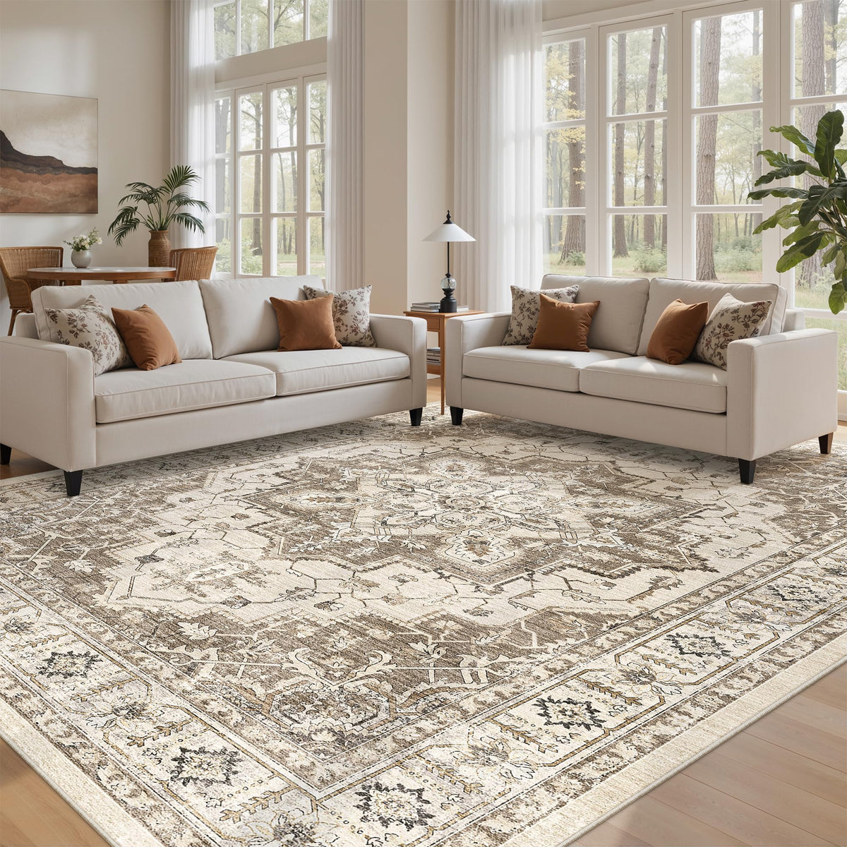 befbee 8x10 Area Rugs for Living Room, Washable Vintage Non Slip Rug