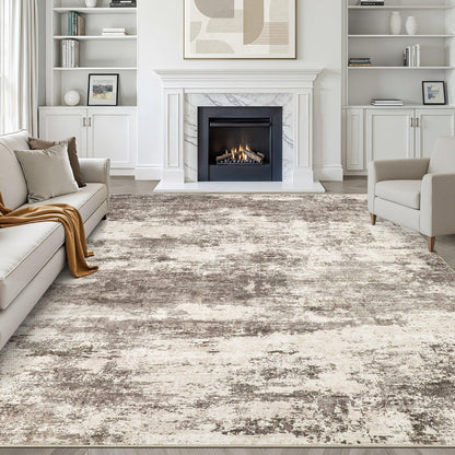 LOONGRUG 8x10 Area Rugs Washable Neutral Modern Rug for Living Room Brown