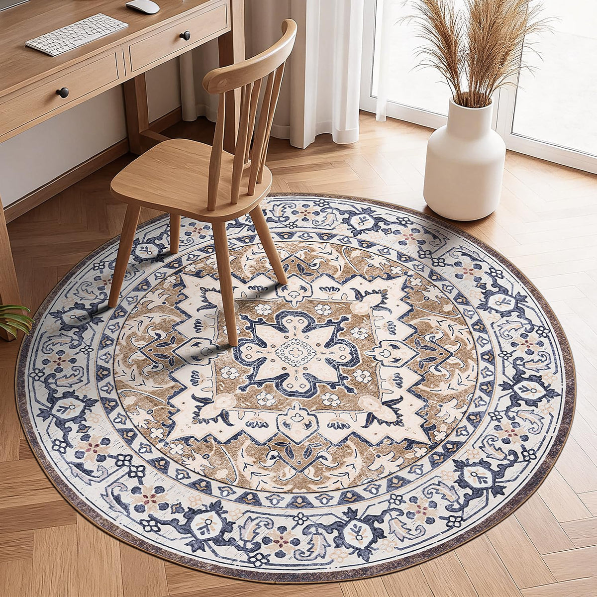 Lofus 8x10 Area Rugs for Living Room Bedroom, Soft Boho Carpet Floral Brown