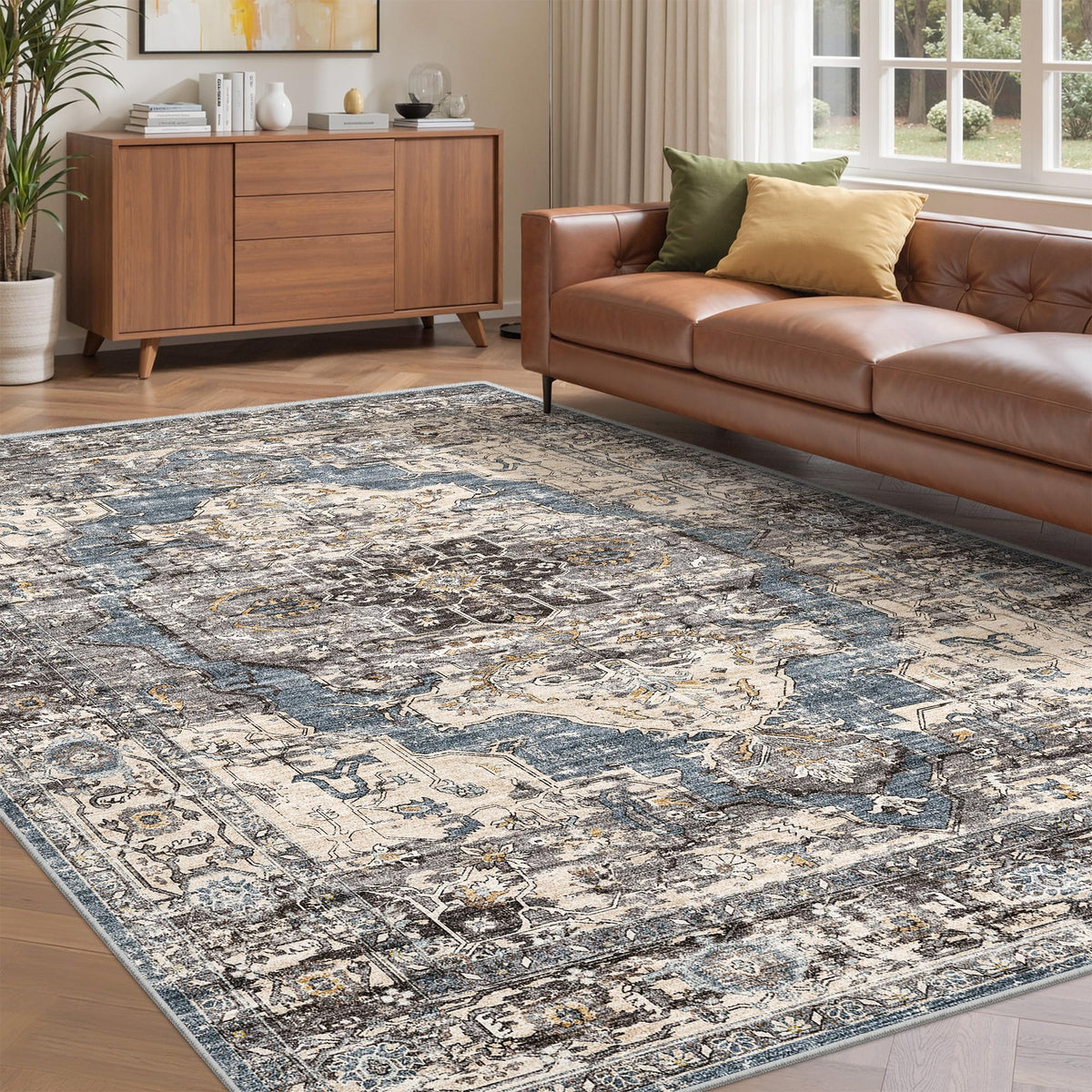 befbee 8x10 Area Rugs for Living Room, Washable Vintage Non Slip Rug