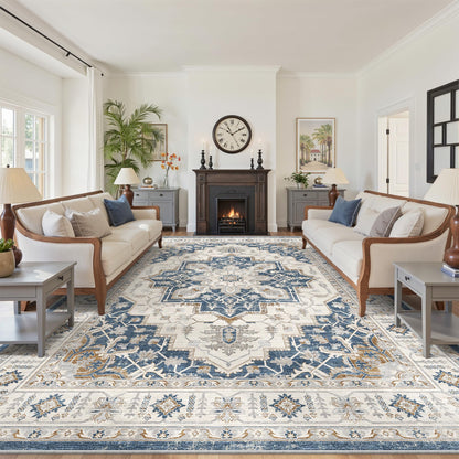 befbee 8x10 Area Rugs for Living Room, Washable Vintage Non Slip Rug