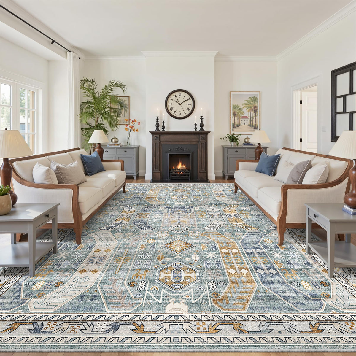 befbee 8x10 Area Rugs for Living Room, Washable Vintage Non Slip Rug