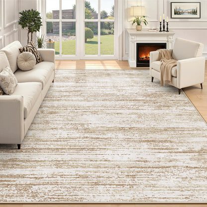 Area Rug 6x9 Living Room Rugs: Washable Modern Rug Non-Slip Soft Rugs Stain Resistant Printed Rug Indoor Carpet for Bedroom Kitchen Dining Room Nursery Home(Beige, 6'x9')