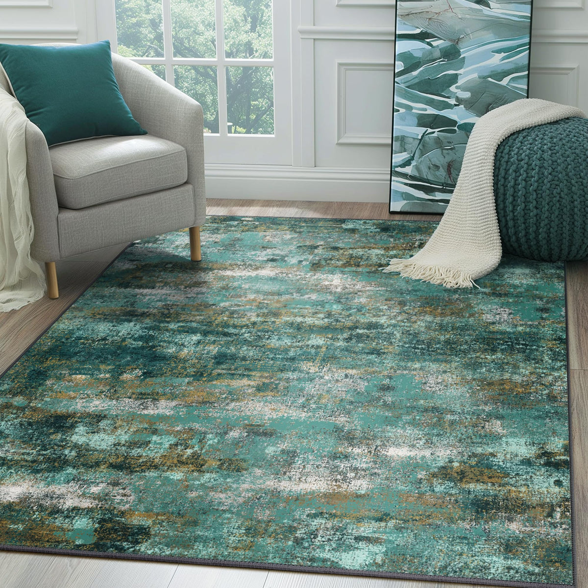 BEIMO 5X7 Area Rug for Living Room, Modern Abstract Washable Soft Non Slip