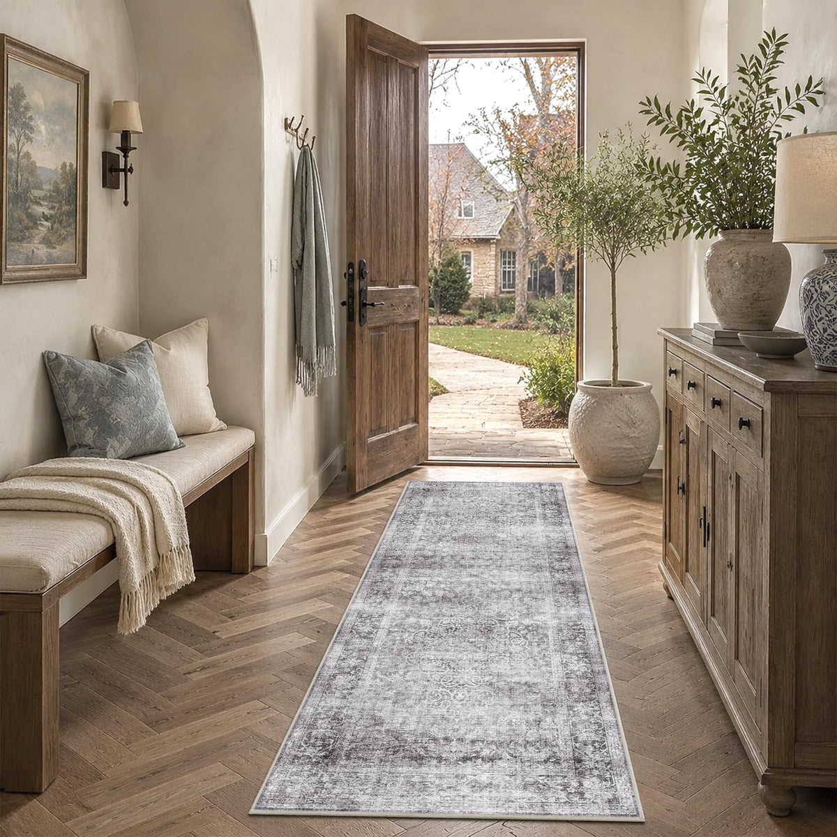 HelloTree 5x7 Vintage Washable Non-Slip Living Room Area Rug