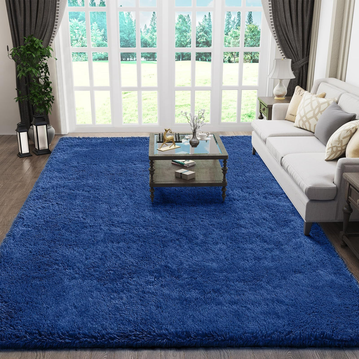 Ophanie Area Rugs 9x12 Living Room, Large Grey Bedroom Carpet, Big Shag Indoor Thick Soft Nursery Rug, Gray Fluffy Carpets for Boy and Girls Room Dorm Home Decor Aesthetic