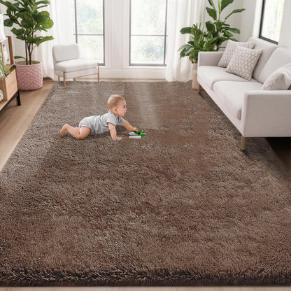 8x10 Area Rugs for Living Room: Fluffy Shag Soft Washable Rug Large Fuzzy Plush Indoor Carpet for Bedroom Nursery Playroom Kids Girls Boys Room (Black, 8'x10')