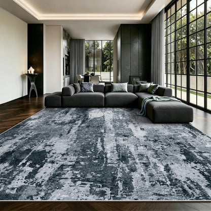 8x10 Area Rugs, Abstract Morden Soft Washable Rug, Non-Slip Low Pile Rugs for Living Room, Bedroom, Dining Room, Home, Office(Ocean Blue)