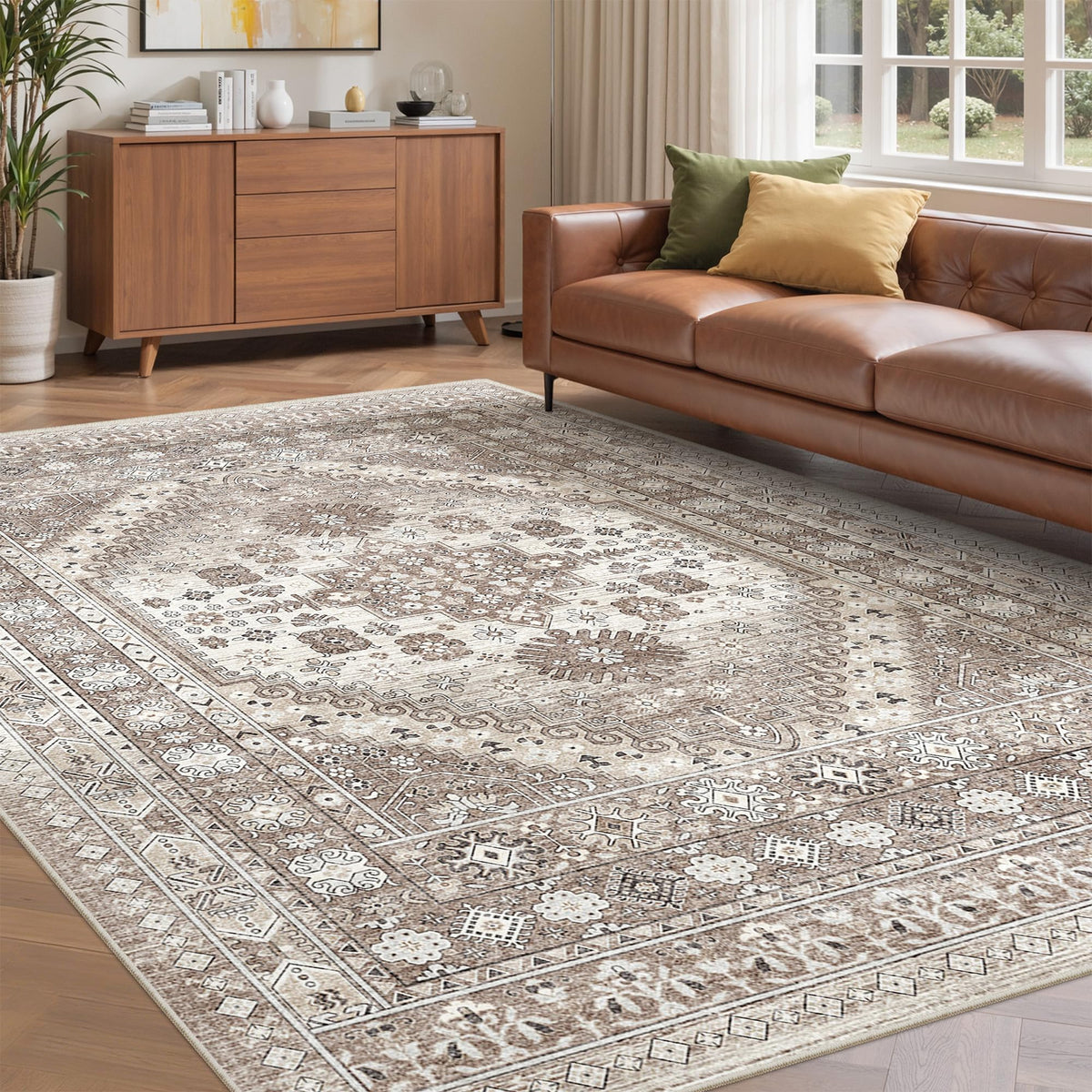 befbee 8x10 Area Rugs for Living Room, Washable Vintage Non Slip Rug
