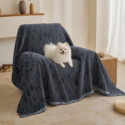 MYSKY HOME Sofa Covers for 2 Cushion Couch L Shaped Couch Cover Washable Couch Cover with Tassels Boho Couch Covers Non Slip Super Universal Soft Sofa Slipcover for Kids, Dogs, Pets, 71"x118", White
