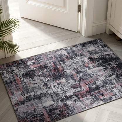 Sasttie 8x10 Washable Area Rug, Modern Abstract Large Carpet, Black & White