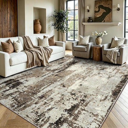 8x10 Area Rugs, Abstract Morden Soft Washable Rug, Non-Slip Low Pile Rugs for Living Room, Bedroom, Dining Room, Home, Office(Ocean Blue)
