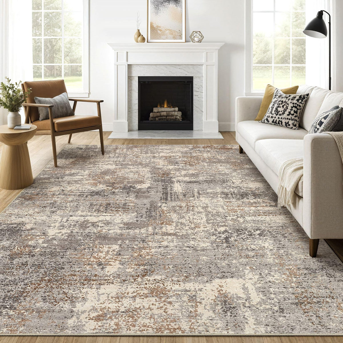 LOONGRUG 6x9 Area Rugs Washable Neutral Modern Abstract Living Room Rug