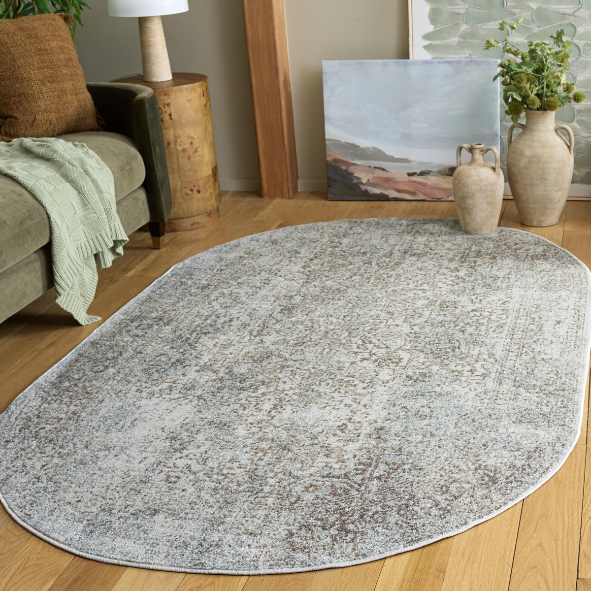 SAFAVIEH Evoke Area Rug 8x10 Large, Ivory & Taupe EVK256E