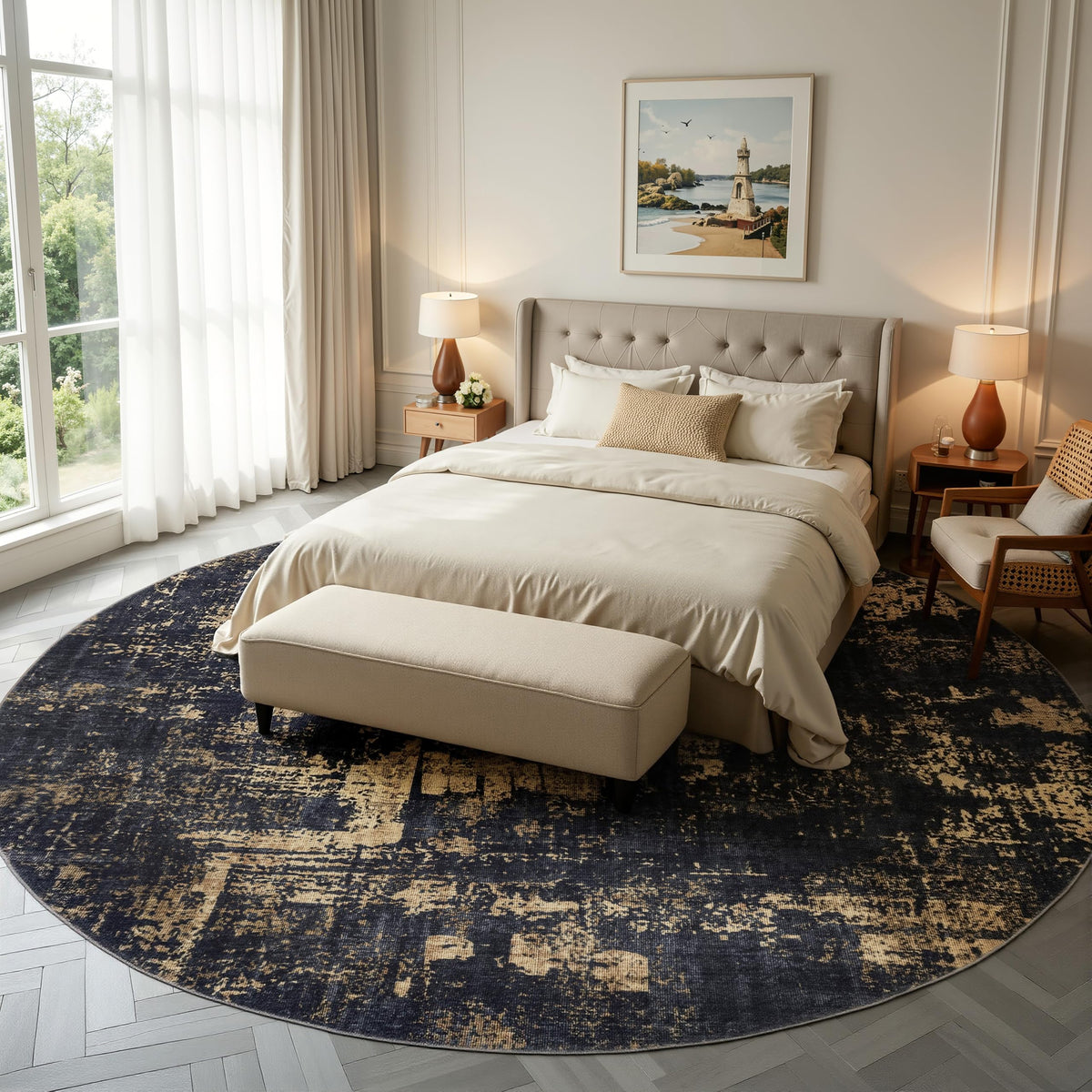 Sasttie 8x10 Washable Area Rug, Modern Abstract Large Carpet, Black & White