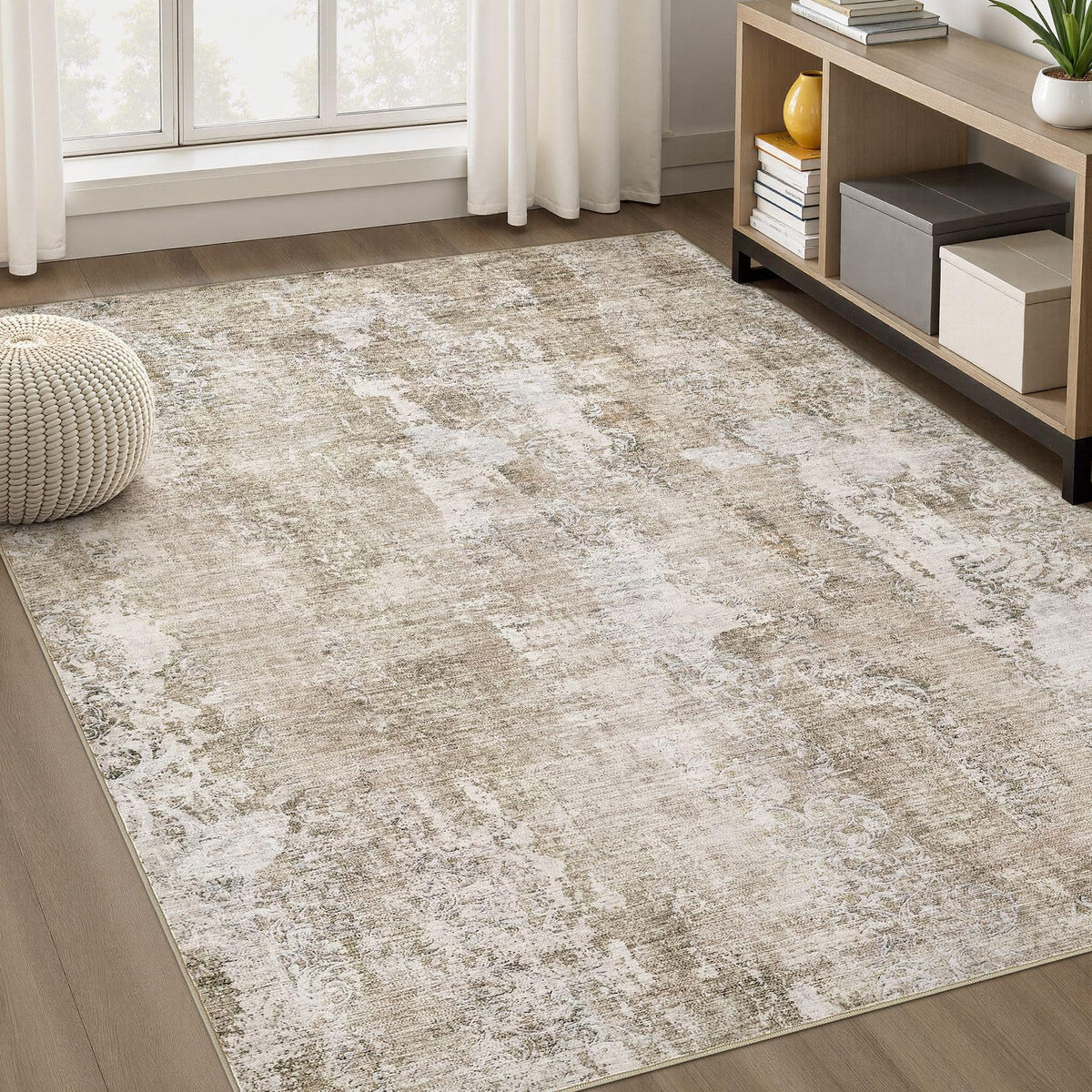 DMOYEST Area Rug Living Room Rugs 9x12 Washable Abstract Grey Carpet