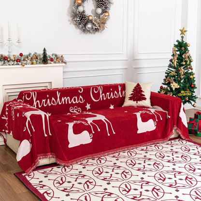 MYSKY HOME Sofa Covers for 2 Cushion Couch L Shaped Couch Cover Washable Couch Cover with Tassels Boho Couch Covers Non Slip Super Universal Soft Sofa Slipcover for Kids, Dogs, Pets, 71"x118", White