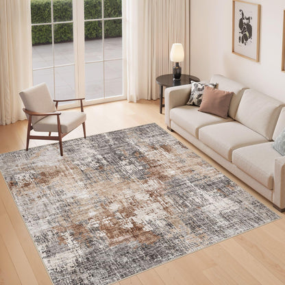 DMOYEST Area Rug Living Room Rugs 9x12 Washable Abstract Grey Carpet
