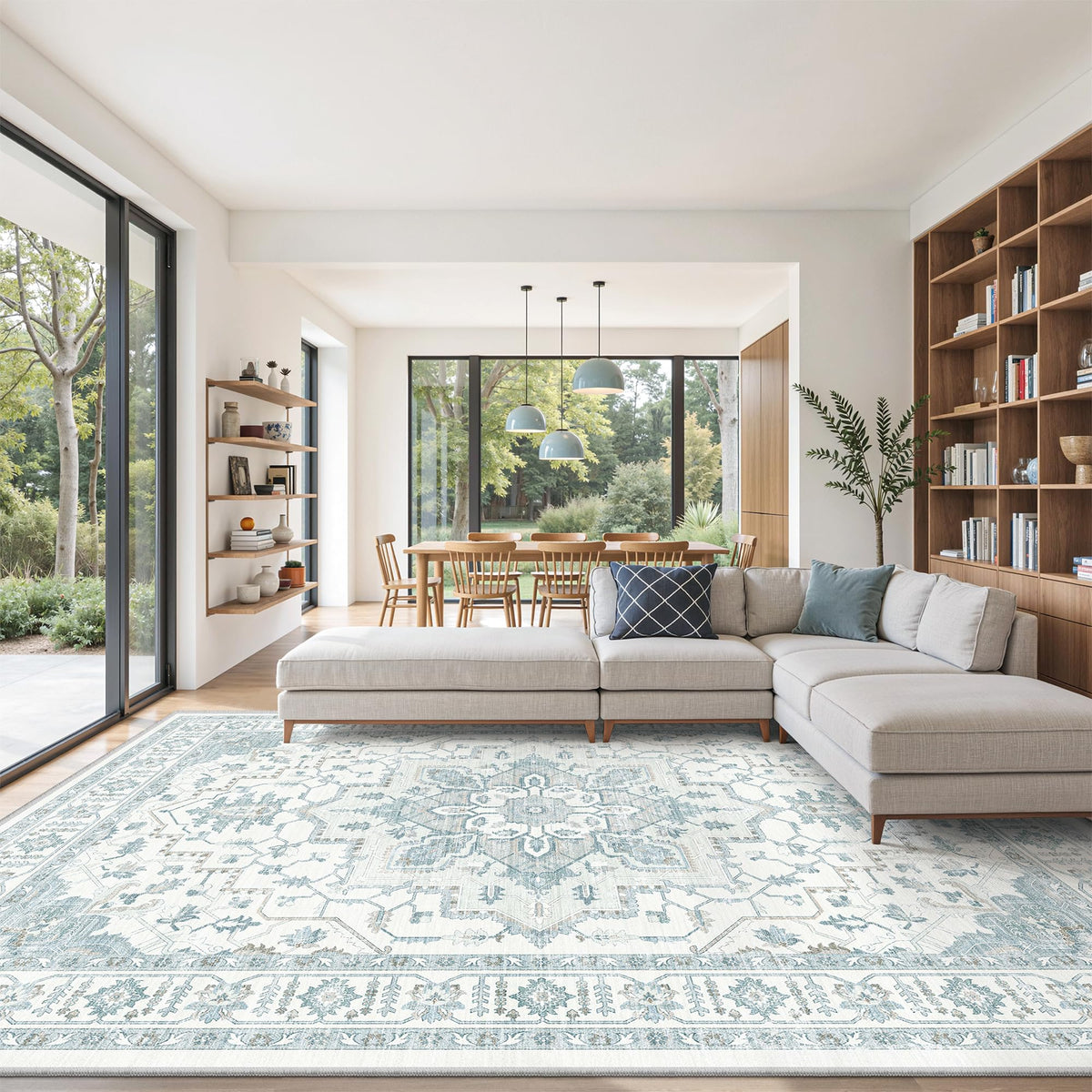 befbee 8x10 Area Rugs for Living Room, Washable Vintage Non Slip Rug