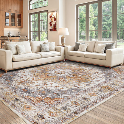 befbee 8x10 Area Rugs for Living Room, Washable Vintage Non Slip Rug