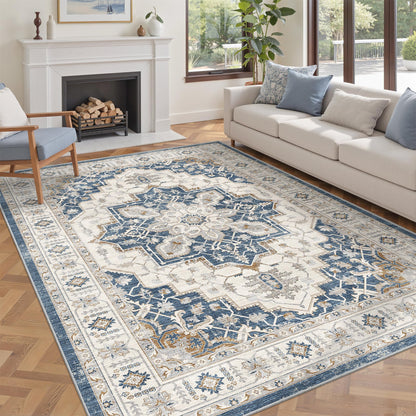 befbee 8x10 Area Rugs for Living Room, Washable Vintage Non Slip Rug