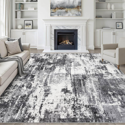 LOONGRUG 8x10 Area Rugs Washable Neutral Modern Rug for Living Room Brown