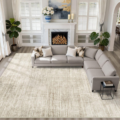 LOONGRUG 8x10 Area Rugs Washable Neutral Modern Rug for Living Room Brown
