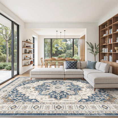 befbee 8x10 Area Rugs for Living Room, Washable Vintage Non Slip Rug