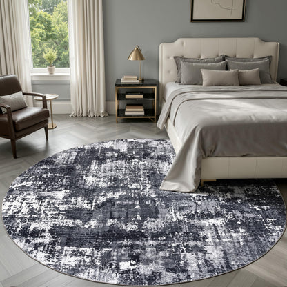 Sasttie 8x10 Washable Area Rug, Modern Abstract Large Carpet, Black & White