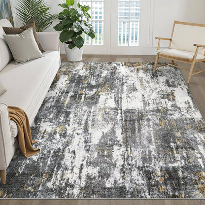 LOONGRUG 8x10 Area Rugs Washable Neutral Modern Rug for Living Room Brown
