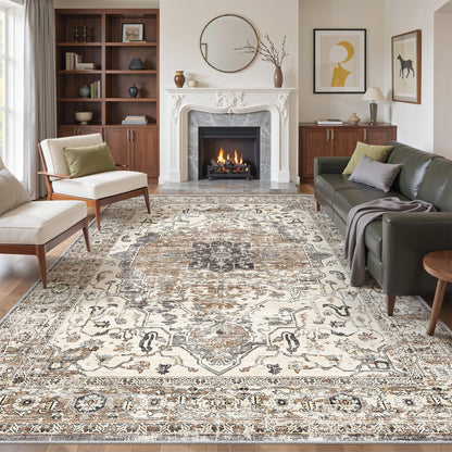 befbee 8x10 Area Rugs for Living Room, Washable Vintage Non Slip Rug