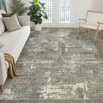 LOONGRUG 8x10 Area Rugs Washable Neutral Modern Rug for Living Room Brown