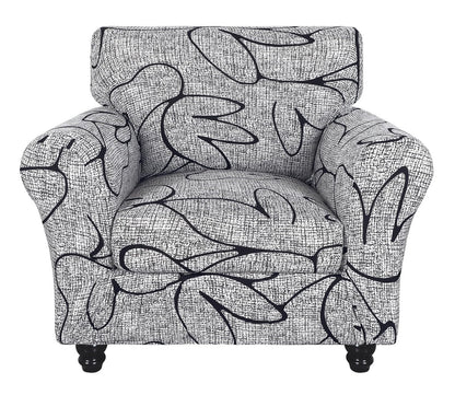 SearchI Stretch Sofa Cover Printed Couch Cover, Floral Pattern 4 Pieces Sofa Slipcover with 3 Separate Cushion Cover, Washable Furniture Protector for Living Room(Sofa, Yellow+Flower)