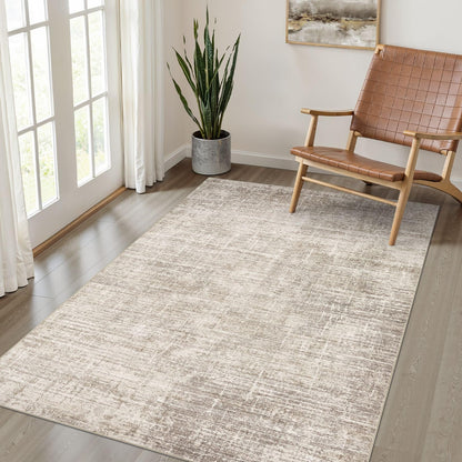 LOONGRUG 8x10 Area Rugs Washable Neutral Modern Rug for Living Room Brown