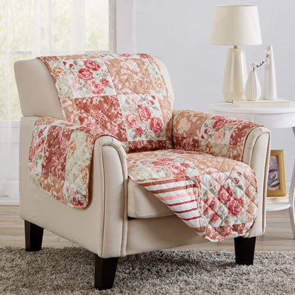 Great Bay Home Reversible Patchwork Sofa Cover - Washable Slipcover Furniture Protector with Elastic Straps - Perfect for Kids & Pets - Box-Stitched Detail (Taupe)