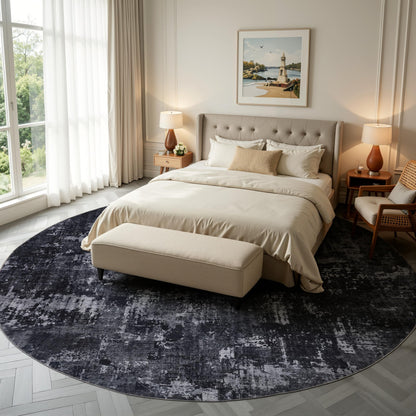 Sasttie 8x10 Washable Area Rug, Modern Abstract Large Carpet, Black & White