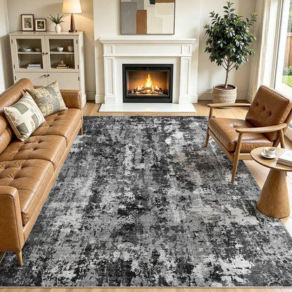 8x10 Area Rugs Living Room Abstract Washable Rug, Gold Brown