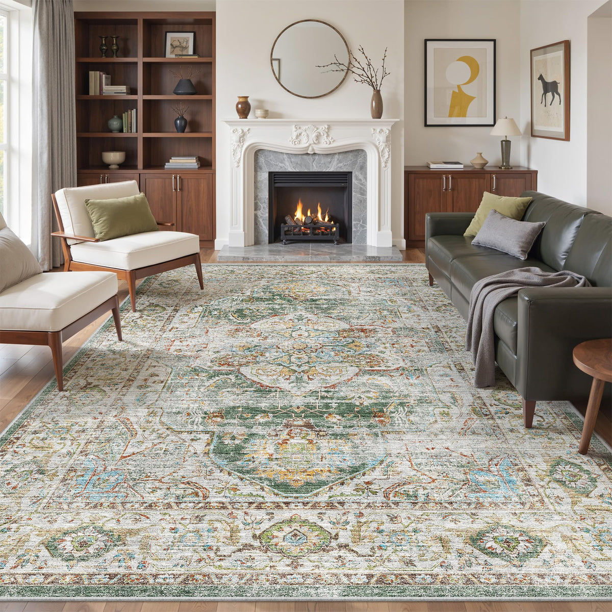 befbee 8x10 Area Rugs for Living Room, Washable Vintage Non Slip Rug