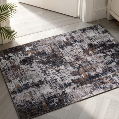 Sasttie 8x10 Washable Area Rug, Modern Abstract Large Carpet, Black & White