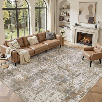 DMOYEST Area Rug Living Room Rugs 9x12 Washable Abstract Grey Carpet