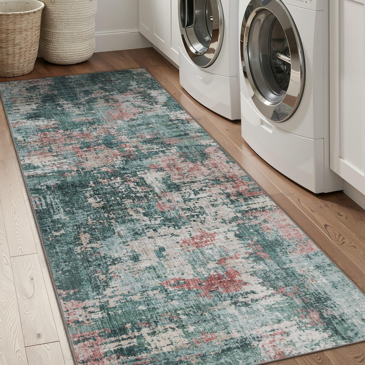 Sasttie 8x10 Washable Area Rug, Modern Abstract Large Carpet, Black & White