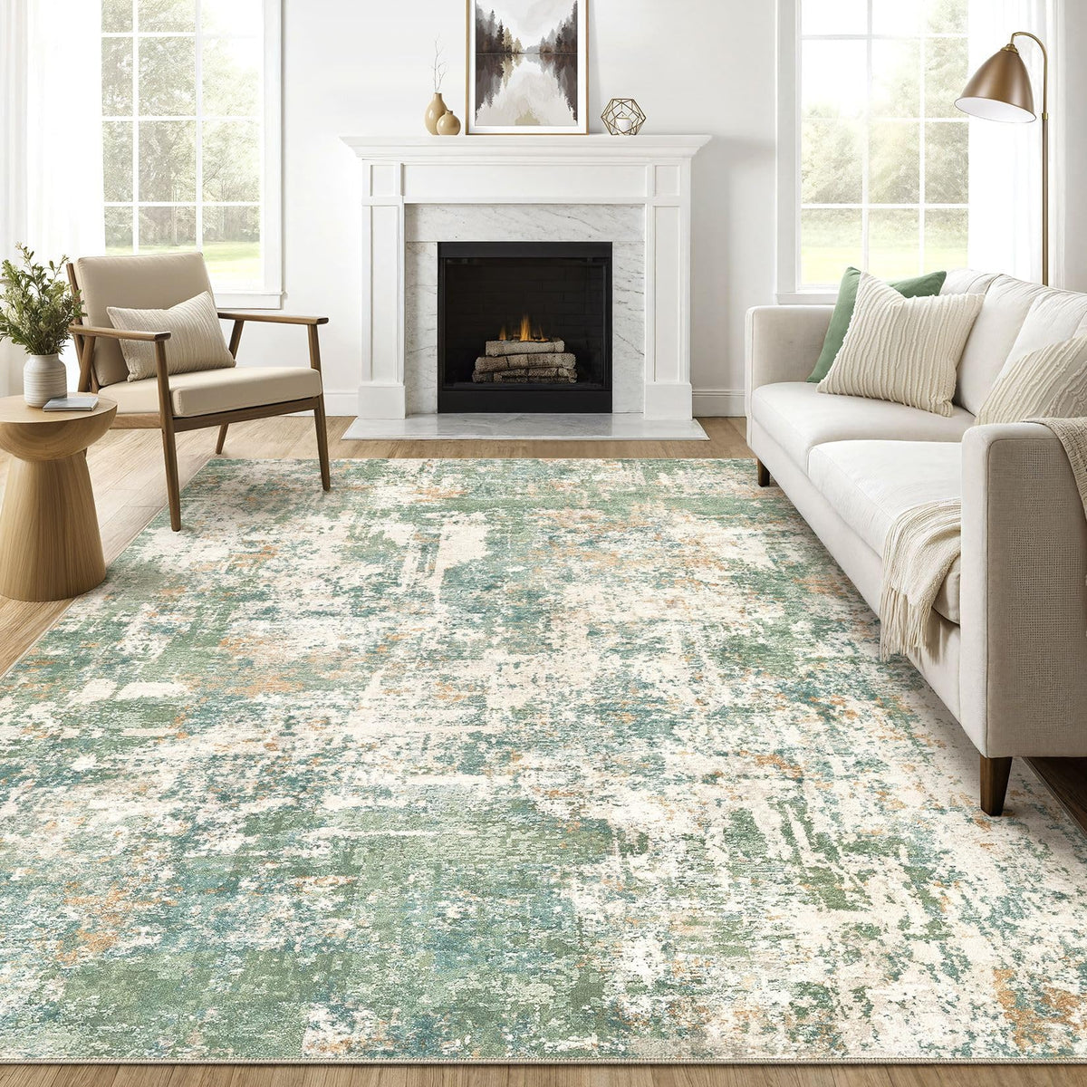 LOONGRUG 6x9 Area Rugs Washable Neutral Modern Abstract Living Room Rug