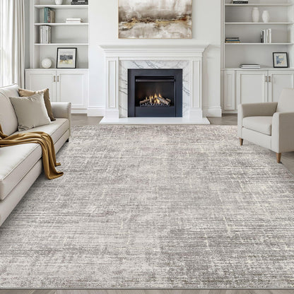 LOONGRUG 8x10 Area Rugs Washable Neutral Modern Rug for Living Room Brown