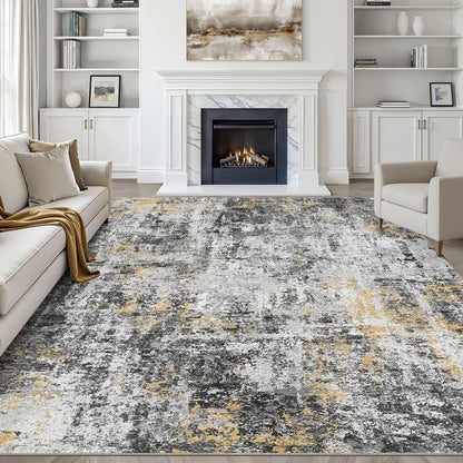 LOONGRUG 8x10 Area Rugs Washable Neutral Modern Rug for Living Room Brown