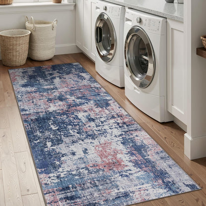 Sasttie 8x10 Washable Area Rug, Modern Abstract Large Carpet, Black & White