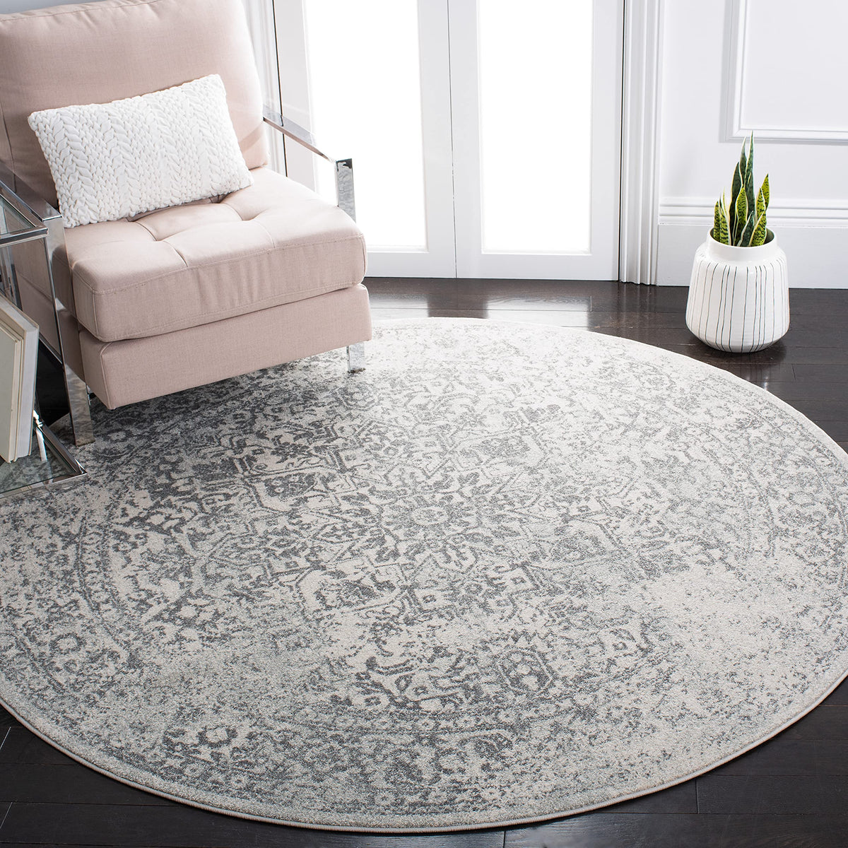 SAFAVIEH Evoke Area Rug 8x10 Large, Ivory & Taupe EVK256E