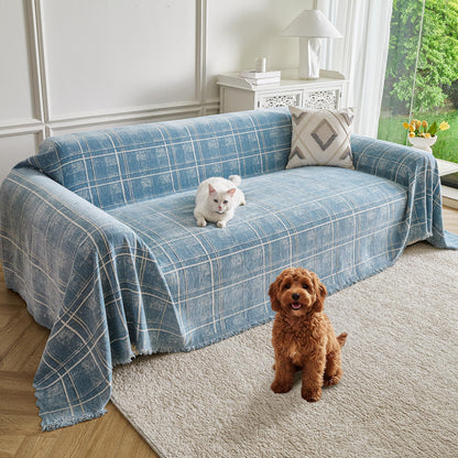 Couch Cover for Dogs Washable Sofa Cover, Sectional Couch Covers, Sofa Covers for 2 Cushion Couch, Non Slip Stripe Sofa Slipcovers Furniture Protector (Beige, 71x102)